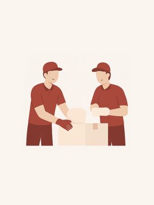 Professional packers and movers team carefully packing household items in cardboard boxes