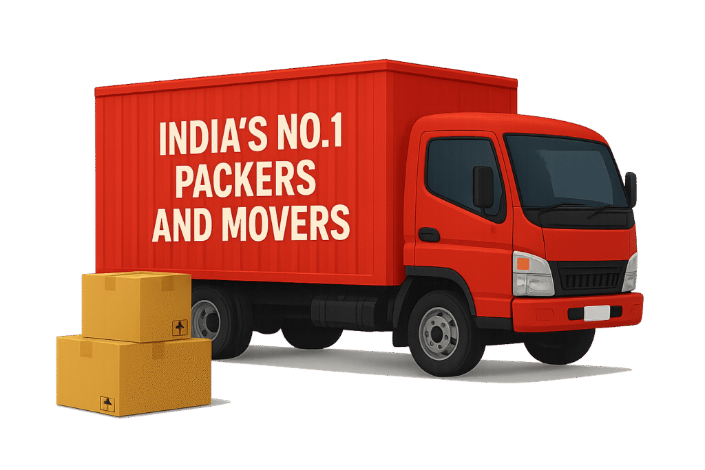India’s No.1 packers and movers truck with packed boxes for household relocation