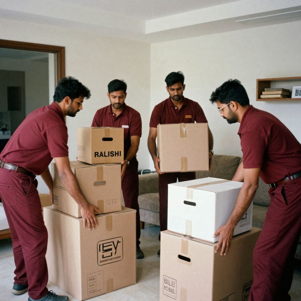 Packers and Movers in Goa loading packed household boxes carefully during a professional home relocation service