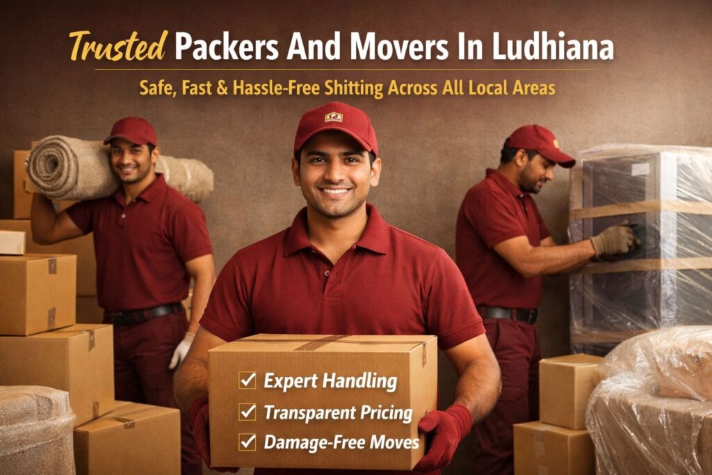 Professional Indian movers in maroon uniform providing safe household shifting services by Packers And Movers In Ludhiana