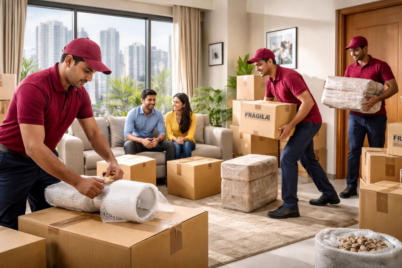 Experienced packers and movers in Visakhapatnam carefully packing household goods using quality materials for a safe and stress-free relocation